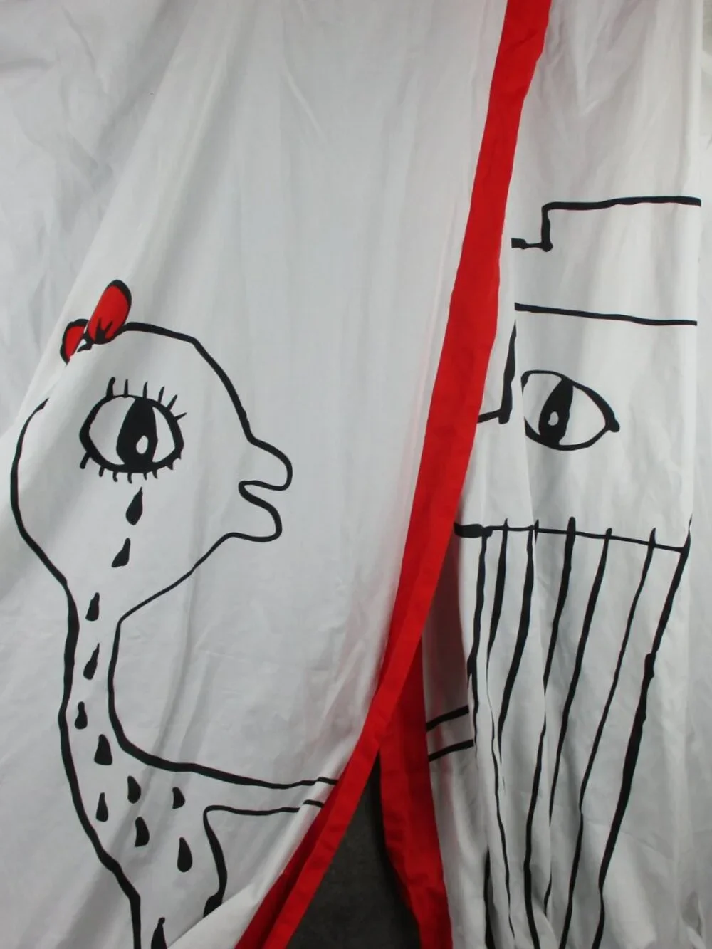 IKEA LANGOR Curtains White Red Black SAILOR CARTOON 57x98